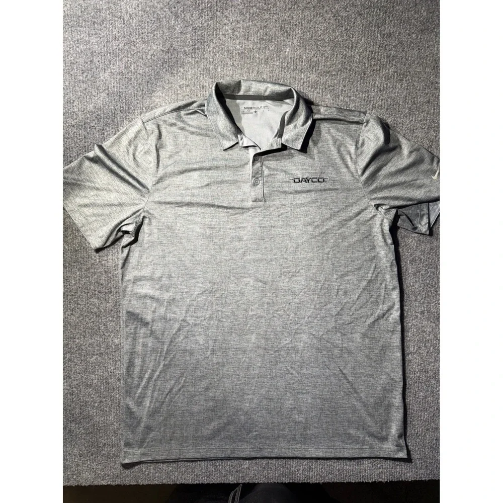 Nike Golf Dri-FIT Polo Shirt Mens Large Grey Dayco Logo Short Sleeve 838965-065